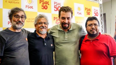 Guilherme Boulos, com dirigentes do PCB. Foto: divulgação PSOL Nacional