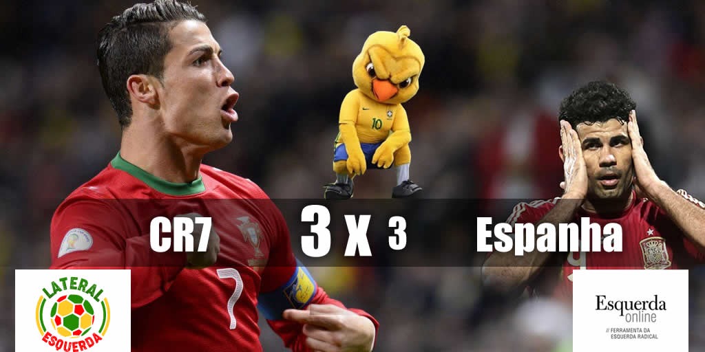 Cristiano Ronaldo marca três e Portugal arranca empate contra Espanha