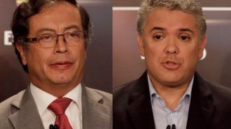 Os dois candidatos colombianos: Gustavo Petro e Iván Duque.