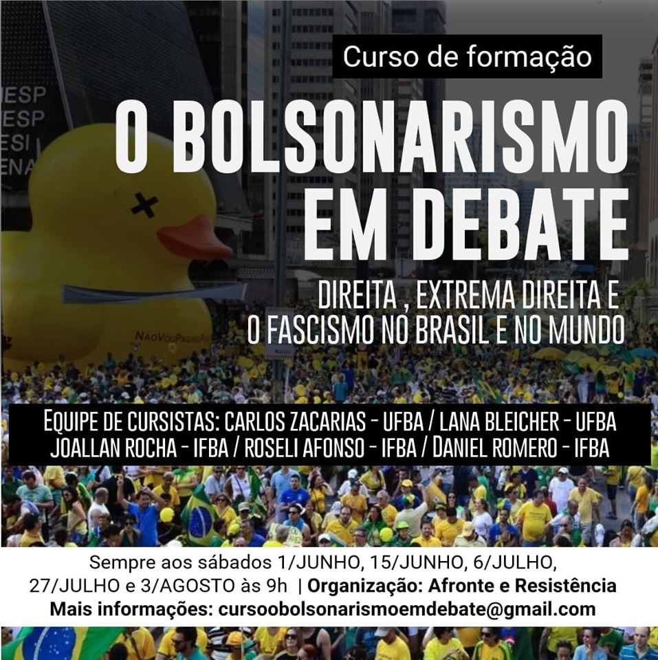 Salvador (BA) terá curso sobre o Bolsonarismo