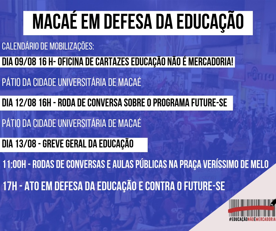 13A: Confira como será o dia de luta pela Educação em Macaé (RJ)