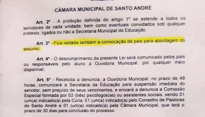 Conheça o Projeto de Lei bizarro que pode abrir uma caça às bruxas na educação de Santo André (SP)