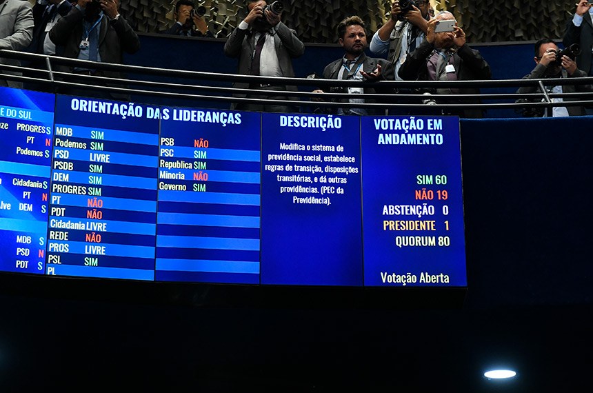 Veja os senadores do seu estado que votaram a favor da Reforma da Previdência