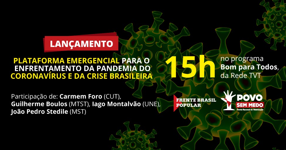 Organizações sociais e civis lançam hoje, às 15h, plataforma para o Brasil enfrentar a crise do coronavírus