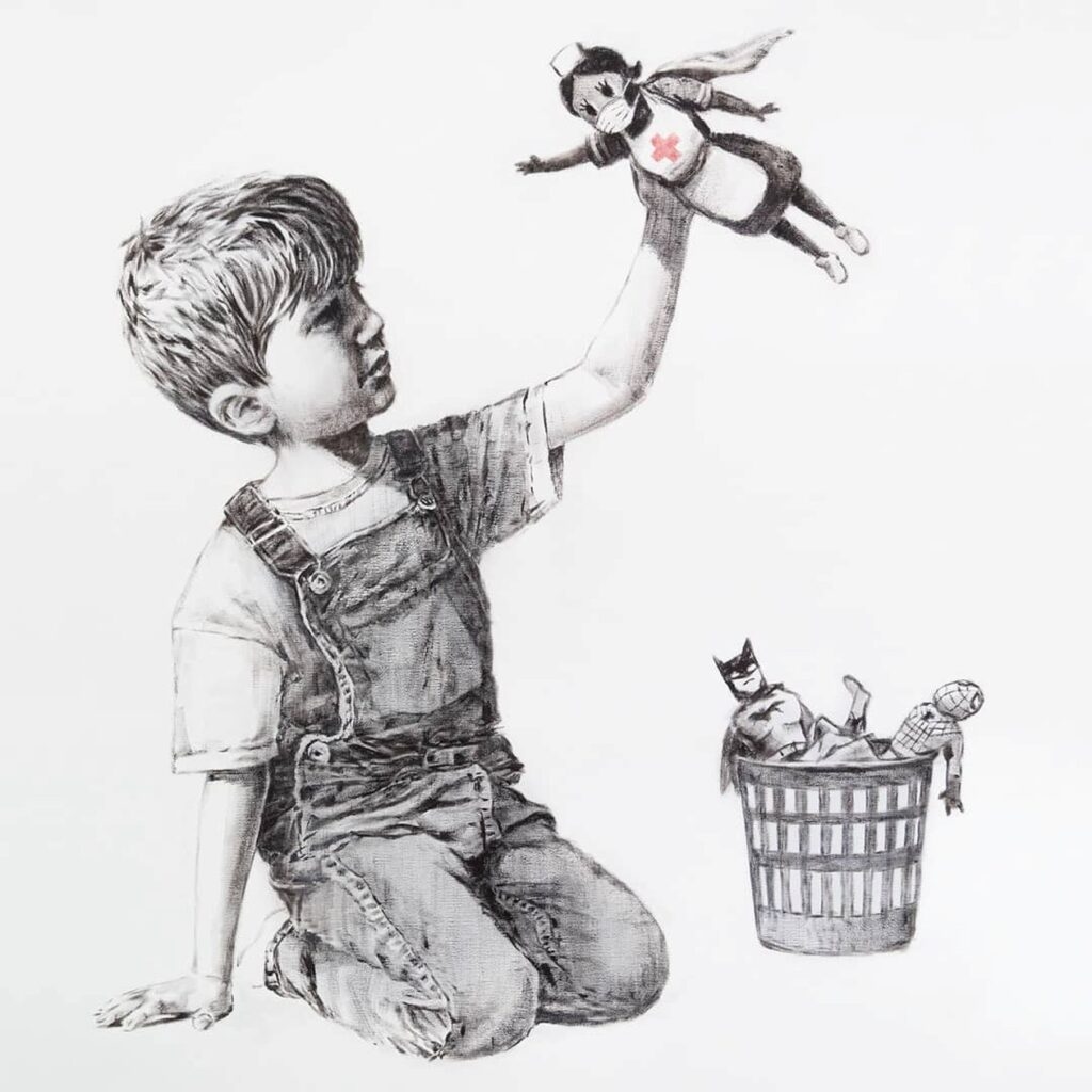Em novo trabalho, Banksy homenageia enfermeiras e sistema público de saúde