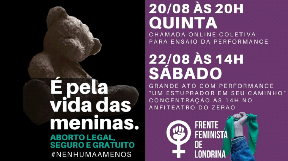 Mulheres de Londrina farão ato neste sábado, com performance “um estuprador em seu caminho”
