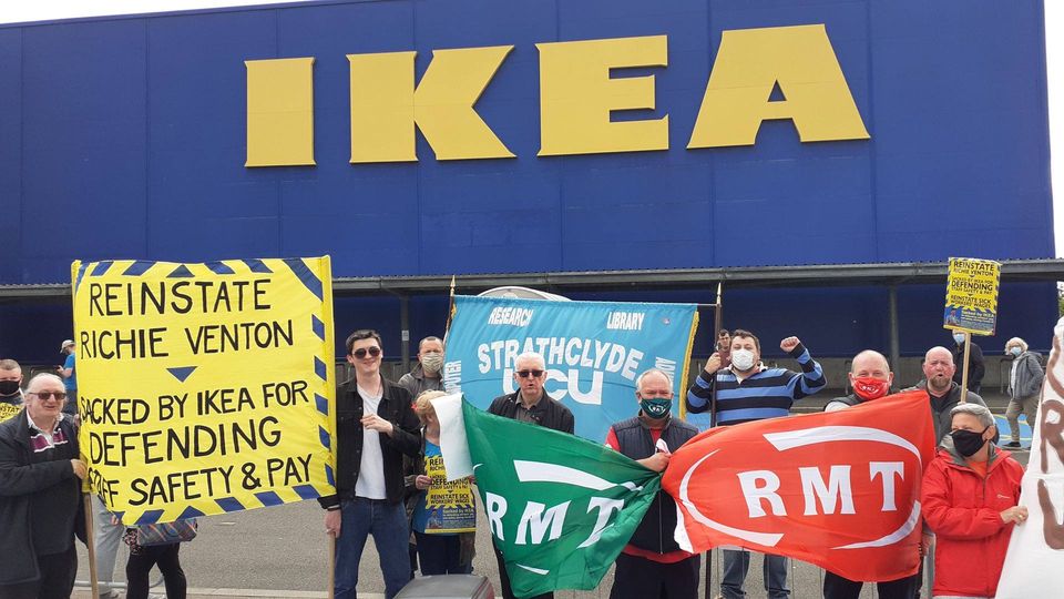 Reintegrar Richie Venton: demitido pela IKEA em Glasgow por defender os trabalhadores da Covid