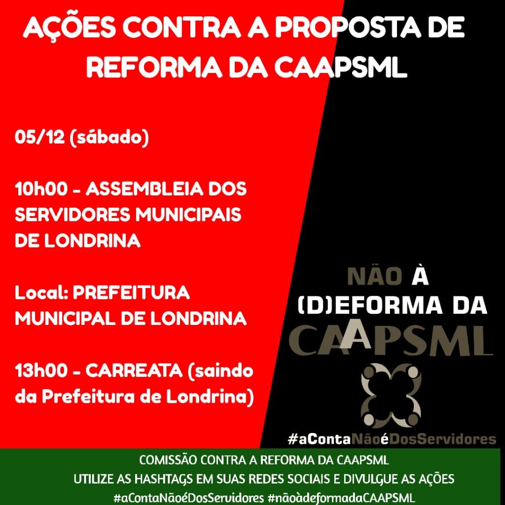 Servidores municipais de Londrina organizam Assembleia Geral para sábado dia 05/12