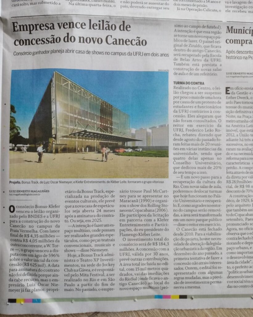 Os argumentos da Turma do contra: Uma análise da cobertura de O Globo sobre o processo de concessão pública do “ex-Canecão”