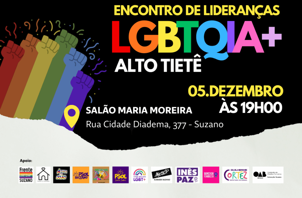 Encontro de Lideranças LGBTQIA+ do Alto Tietê vai debater as propostas apresentadas pela 4ª Conferência Nacional dos Direitos das Pessoas LGBTQIA+